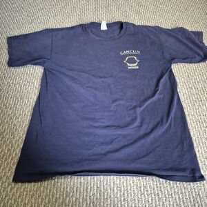 Y2K Navy Blue Cancun Mexico "Bite Me" No Size Tag Likely L-XL